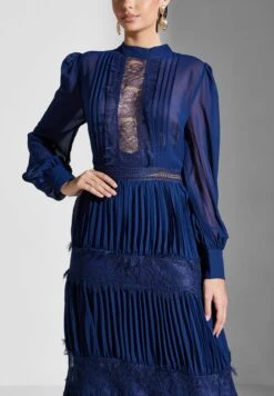 Balloon Sleeves Lace Trim Pleated Dress -Silk Bloom Dresses Store 3 zoom desktop 985