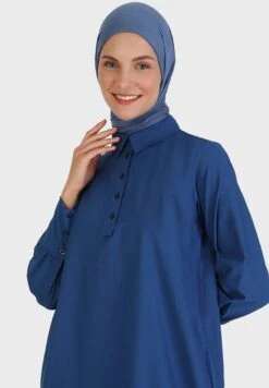 Polo Neck Button Detail Dress -Silk Bloom Dresses Store 3 zoom desktop 988