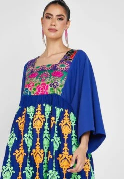 Flared Sleeve Embroidered Detail Dress -Silk Bloom Dresses Store 3 zoom desktop 993
