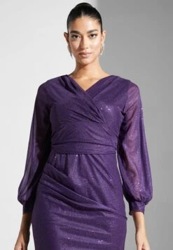 Puff Sleeve Bodycon Shimmer Dress -Silk Bloom Dresses Store 3 zoom desktop 995