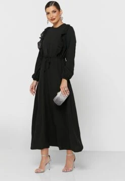 Solid Frilled Effect Dress -Silk Bloom Dresses Store 4 zoom desktop 1024