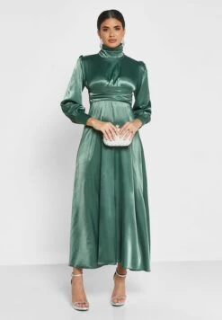 High Neck Puff Sleeve Dress -Silk Bloom Dresses Store 4 zoom desktop 1038