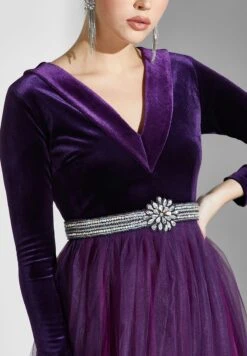 Mesh Embellished Color Block Dress -Silk Bloom Dresses Store 4 zoom desktop 1044