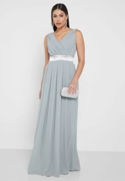 TFNC Surplice Neck Pleated Dress -Silk Bloom Dresses Store 4 zoom desktop 1053