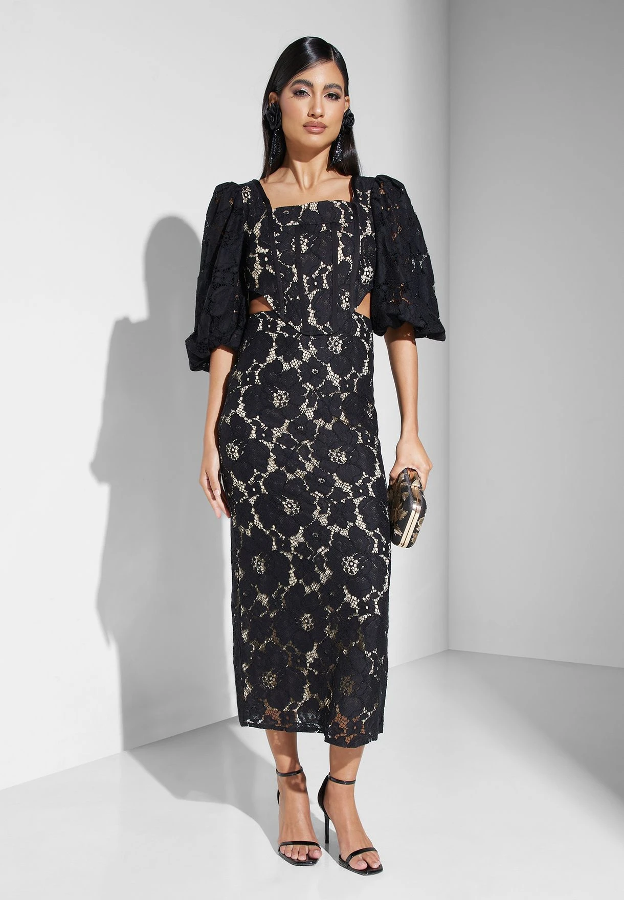 Balloon Sleeve Lace Detail Dress 4 Balloon Sleeve Lace Detail Dress - Image 4