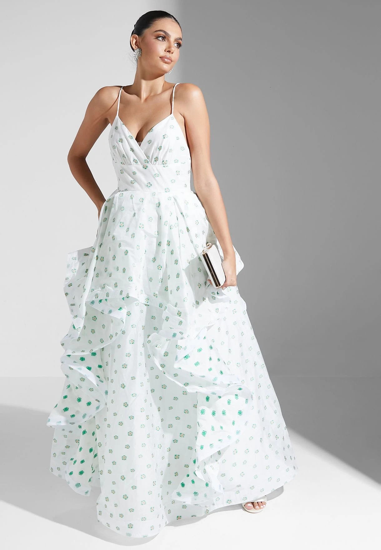 Printed Strappy Ruffle Dress 4 Printed Strappy Ruffle Dress - Image 4