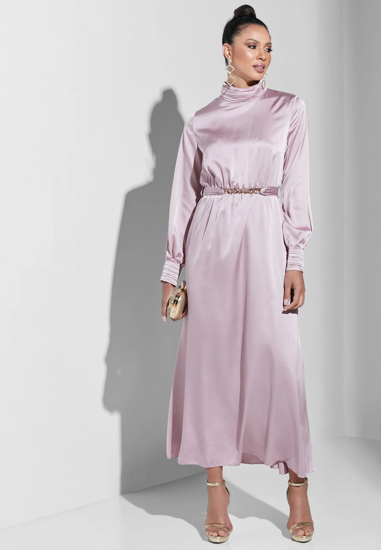 High Neck Chain Belted Dress 4 High Neck Chain Belted Dress - Image 4