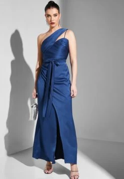 Belted One Shoulder Front Slit Dress -Silk Bloom Dresses Store 4 zoom desktop 1067