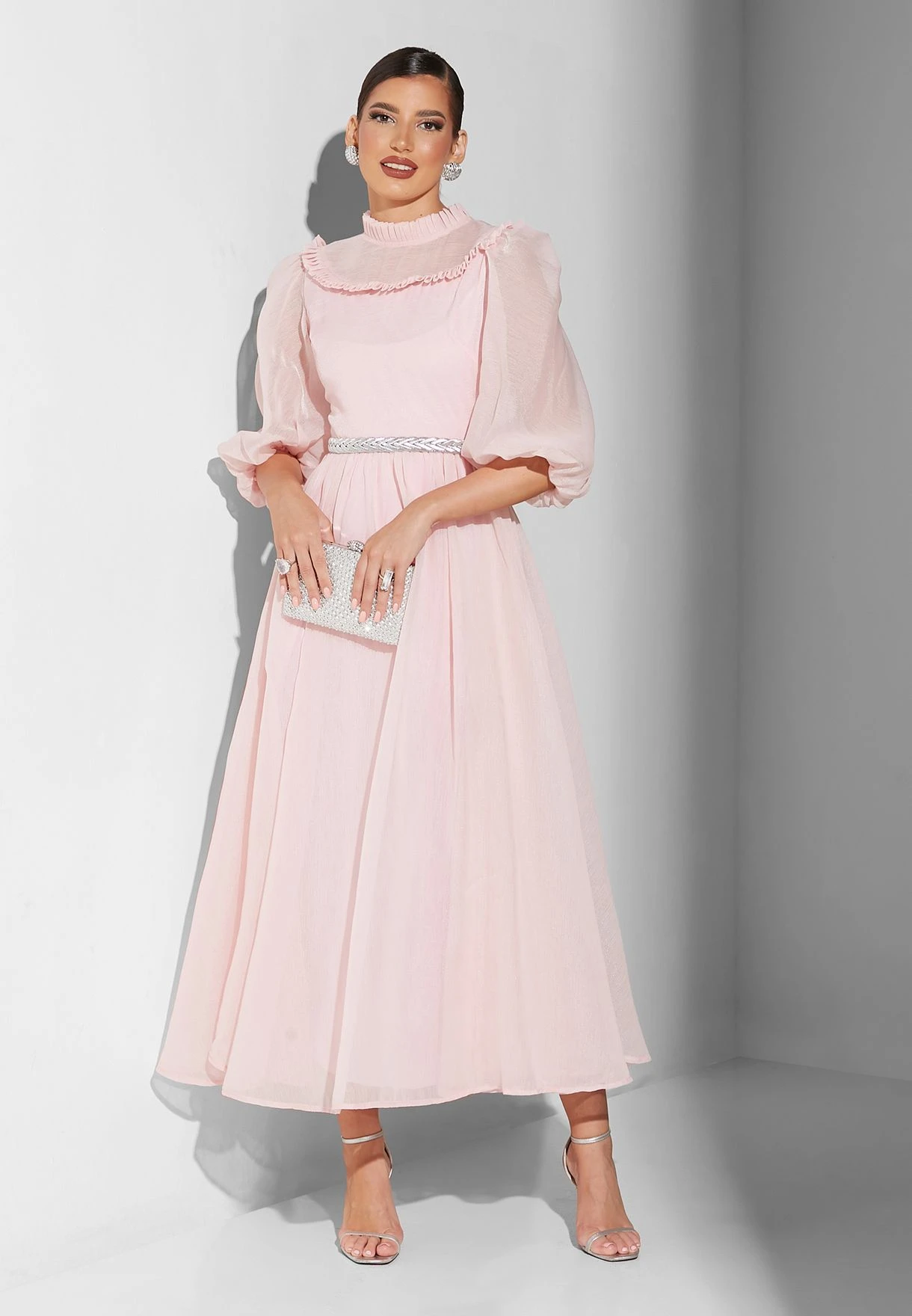 Puff Sleeve Belted Tiered Dress 4 Puff Sleeve Belted Tiered Dress - Image 4