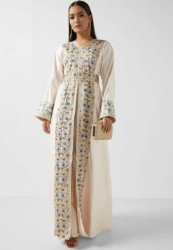 Front Split Embellished Button Detail Dress -Silk Bloom Dresses Store 4 zoom desktop 1079