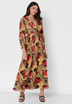 Printed Surplice Neck Dress -Silk Bloom Dresses Store 4 zoom desktop 1085
