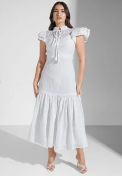 Ruffle Sleeve Openwork Dress -Silk Bloom Dresses Store 4 zoom desktop 1088