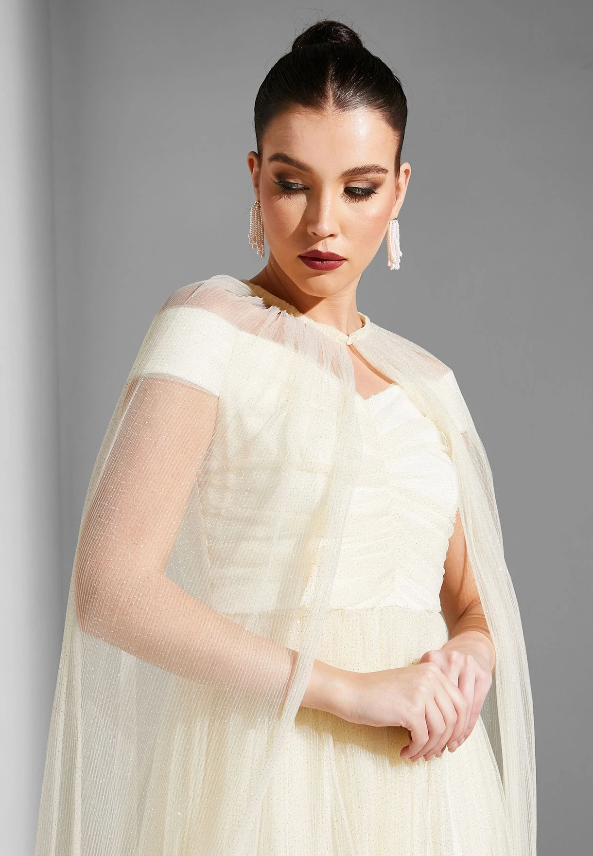 Cape Sleeve Mesh Dress 4 Cape Sleeve Mesh Dress - Image 4