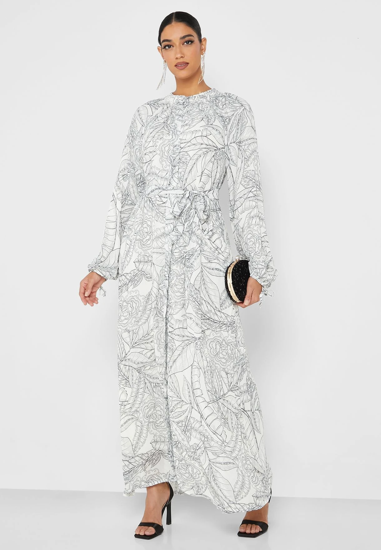 Printed Ruched Waist Tiered Dress 4 Printed Ruched Waist Tiered Dress - Image 4