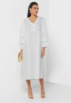 Layered Sleeve Tie Detail Dress -Silk Bloom Dresses Store 4 zoom desktop 1117