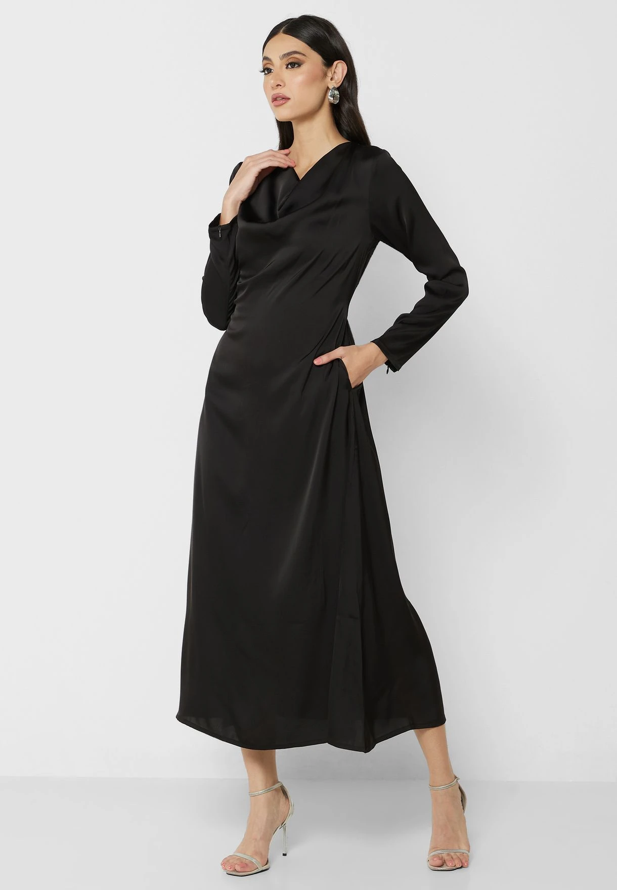 Cowl Neck Satin Dress 4 Cowl Neck Satin Dress - Image 4