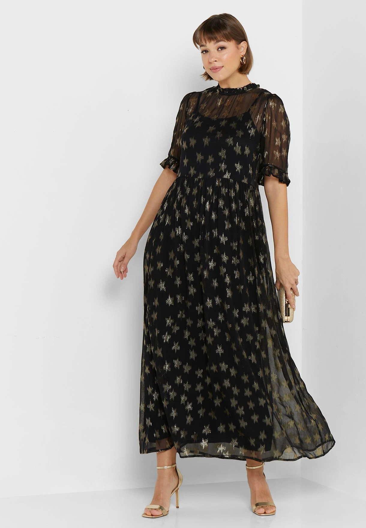 Little Mistress Printed Mesh Pocket Detail Dress 4 Little Mistress Printed Mesh Pocket Detail Dress - Image 4