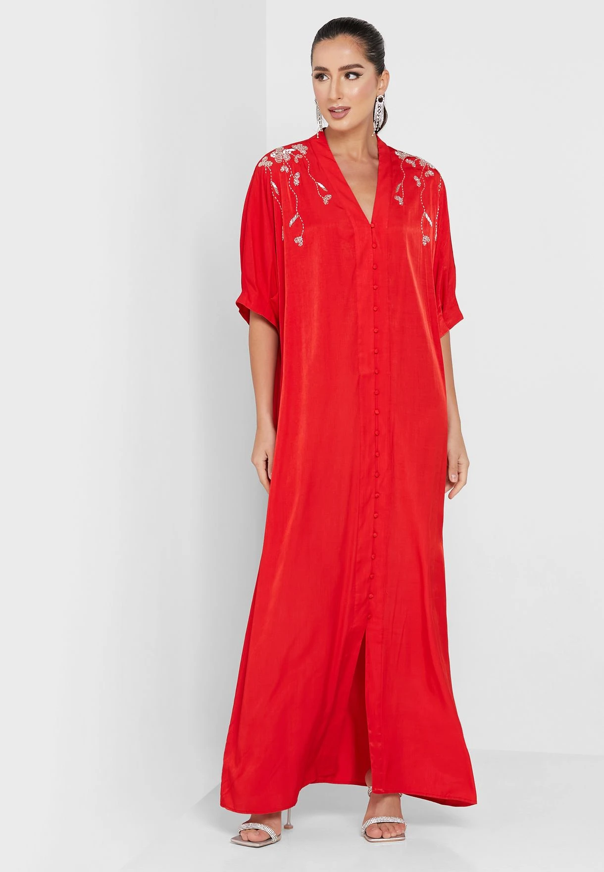 Embroidered Button Detail Dress 4 Embroidered Button Detail Dress - Image 4