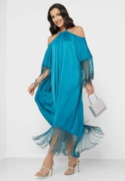 Cold Shoulder Fringe Detail Dress -Silk Bloom Dresses Store 4 zoom desktop 1132