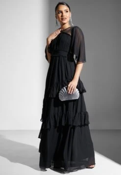 Plisse Ruffle Detail Mesh Dress -Silk Bloom Dresses Store 4 zoom desktop 1140