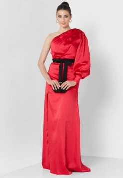 One Shoulder Front Slit Embellished Belted Dress -Silk Bloom Dresses Store 4 zoom desktop 1146