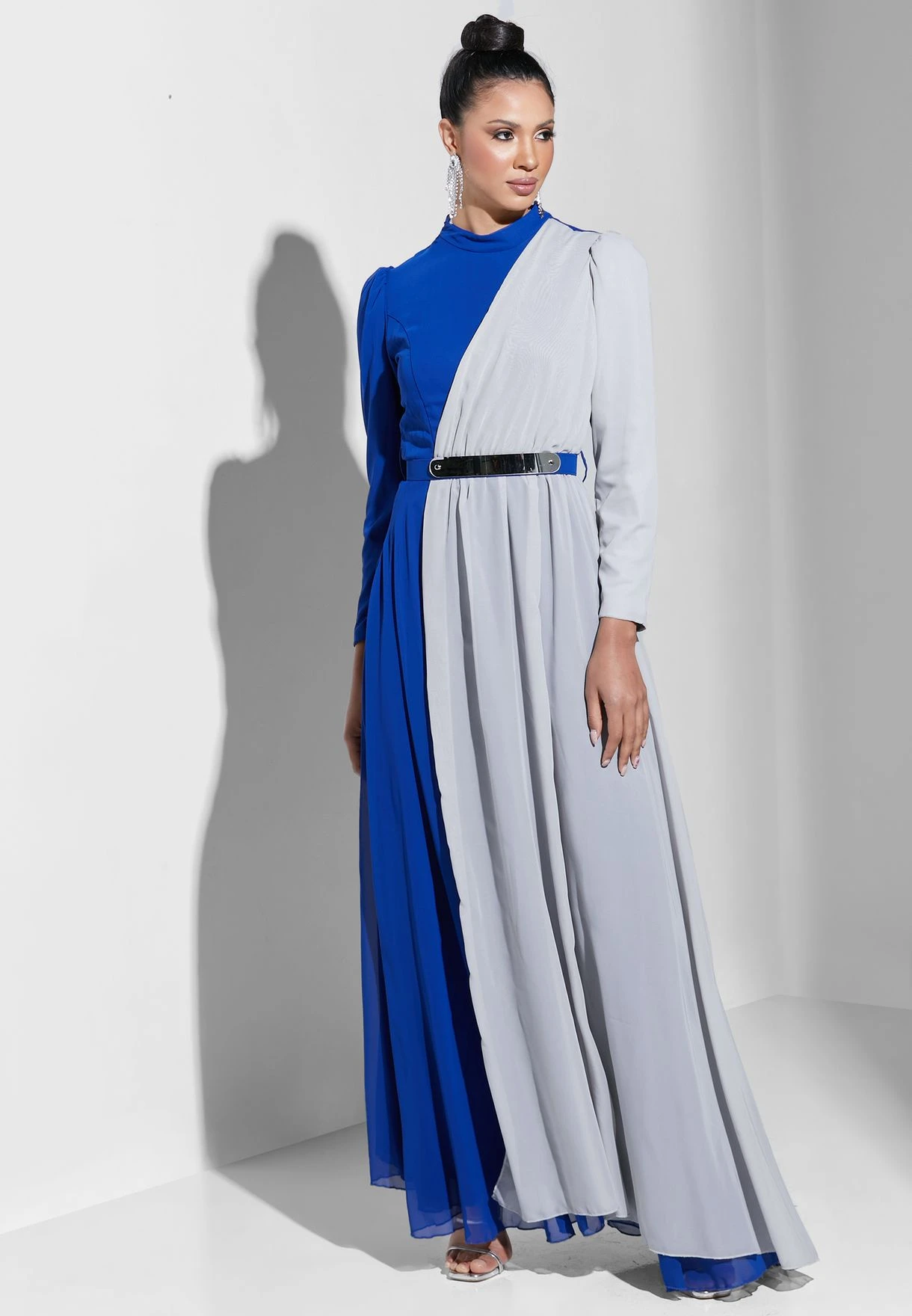 Colorblock Dress With Metallic Belt 4 Colorblock Dress With Metallic Belt - Image 4