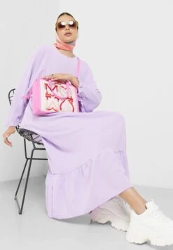 Frill Hem Batwing Sleeve Fit & Flare Dress -Silk Bloom Dresses Store 4 zoom desktop 1190