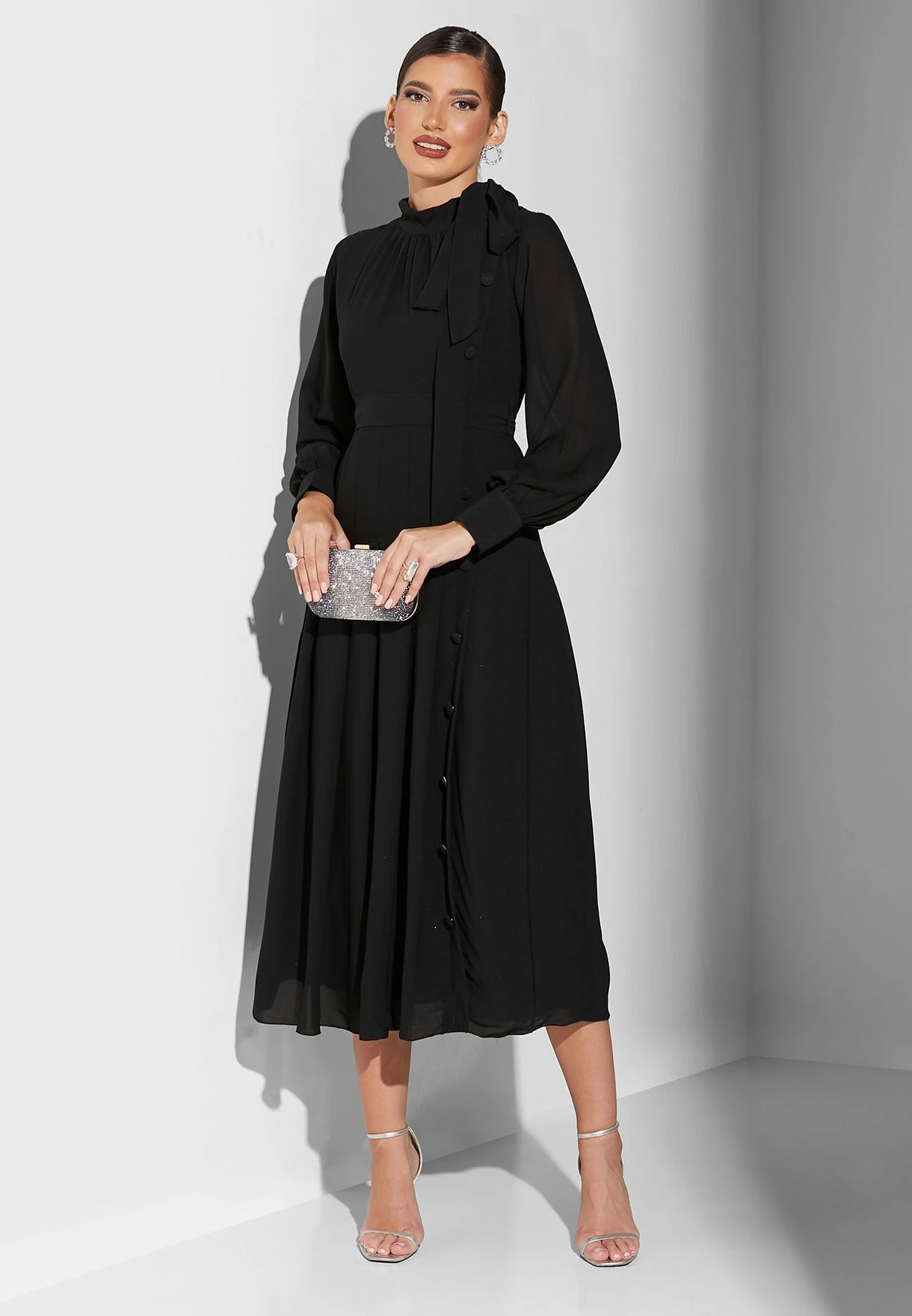 Tie Detail Puff Sleeve Tiered Dress 4 Tie Detail Puff Sleeve Tiered Dress - Image 4