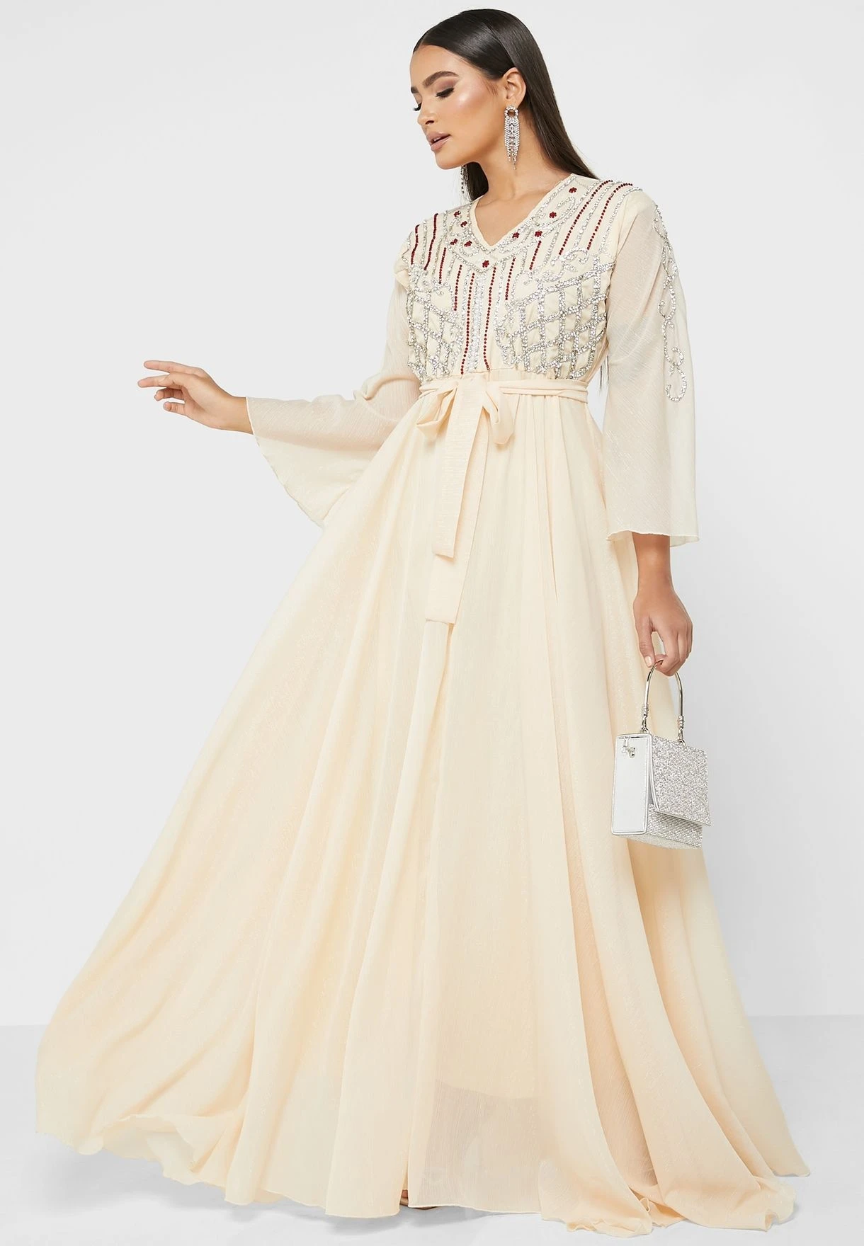 Flute Sleeve Embellished Tiered Dress 4 Flute Sleeve Embellished Tiered Dress - Image 4