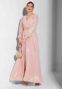 Surplice Neck Belted Puff Sleeve Dress -Silk Bloom Dresses Store 4 zoom desktop 1209