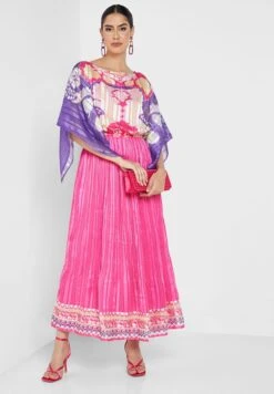 Cape Sleeve Tiered Printed Dress -Silk Bloom Dresses Store 4 zoom desktop 1236