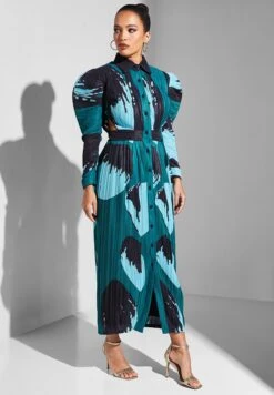 Plisse Button Detail Printed Dress 7 Plisse Button Detail Printed Dress -Silk Bloom Dresses Store 4 zoom desktop 1242