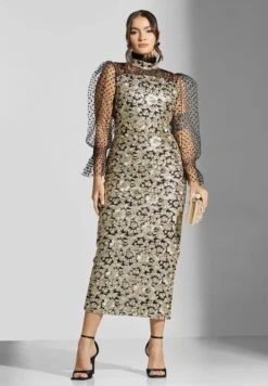 Belted Sequin Mesh Detail Dress -Silk Bloom Dresses Store 4 zoom desktop 1243