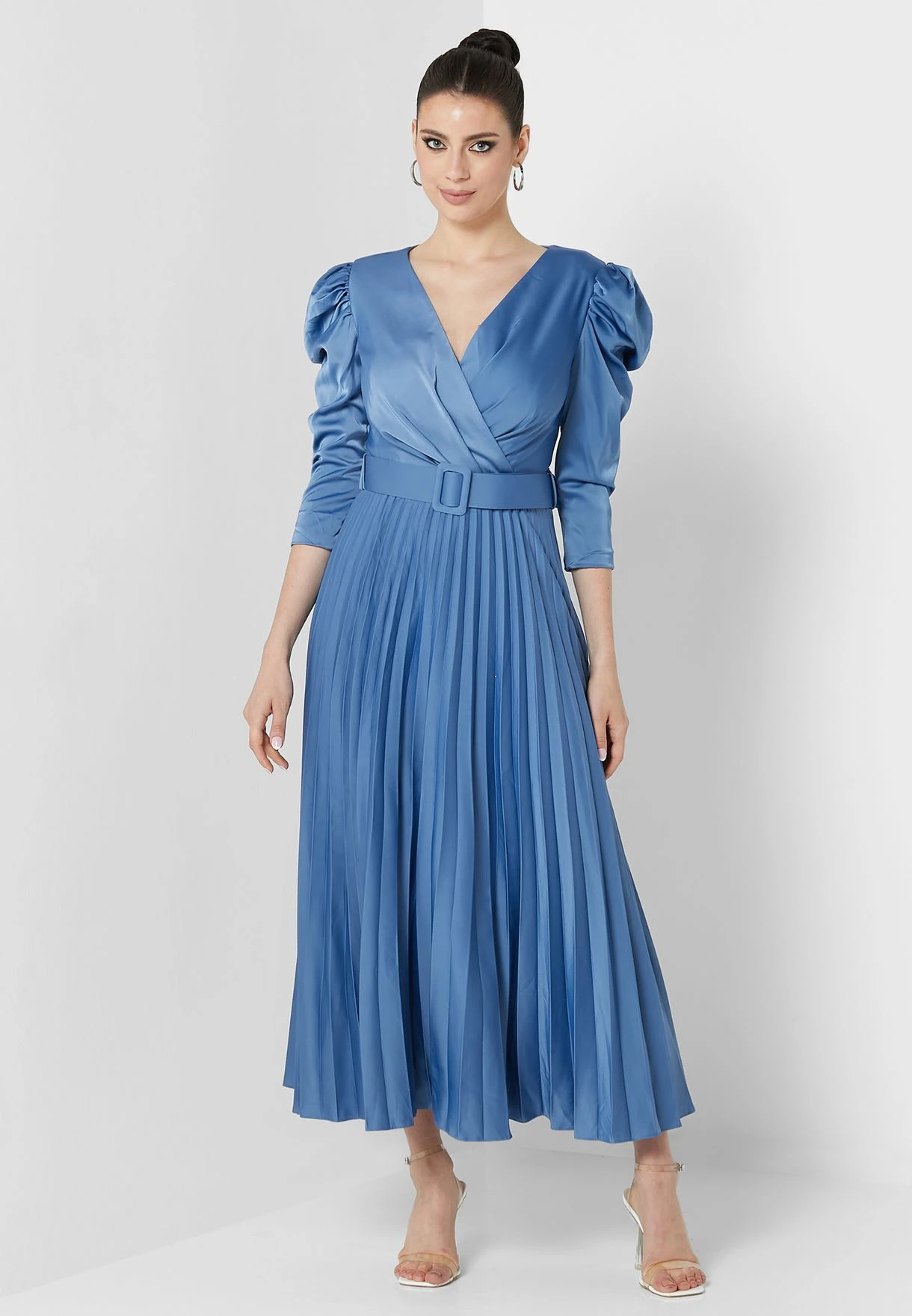 Surplice Neck Plisse Belted Dress 4 Surplice Neck Plisse Belted Dress - Image 4