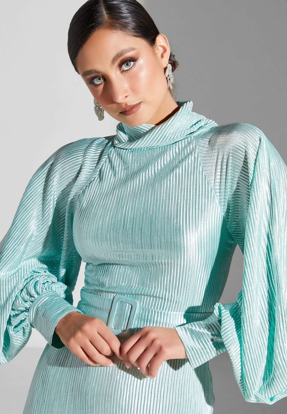 Puff Sleeve Shimmer Dress 4 Puff Sleeve Shimmer Dress - Image 4