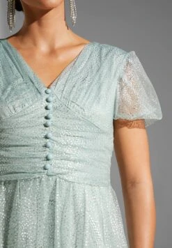 Shiny Puff Shoulder Gown -Silk Bloom Dresses Store 4 zoom desktop 1291