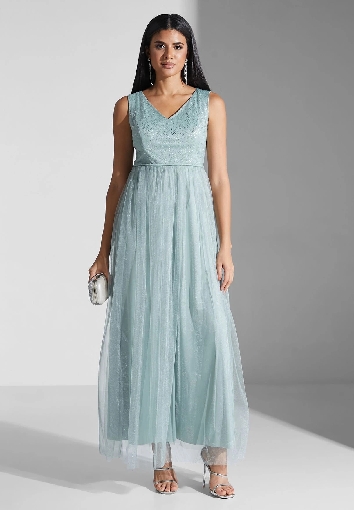 V-Neck Flared Gown 4 V-Neck Flared Gown - Image 4