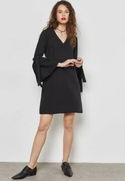 Ruffle Tie Cuffed Mini Dress -Silk Bloom Dresses Store 4 zoom desktop 136