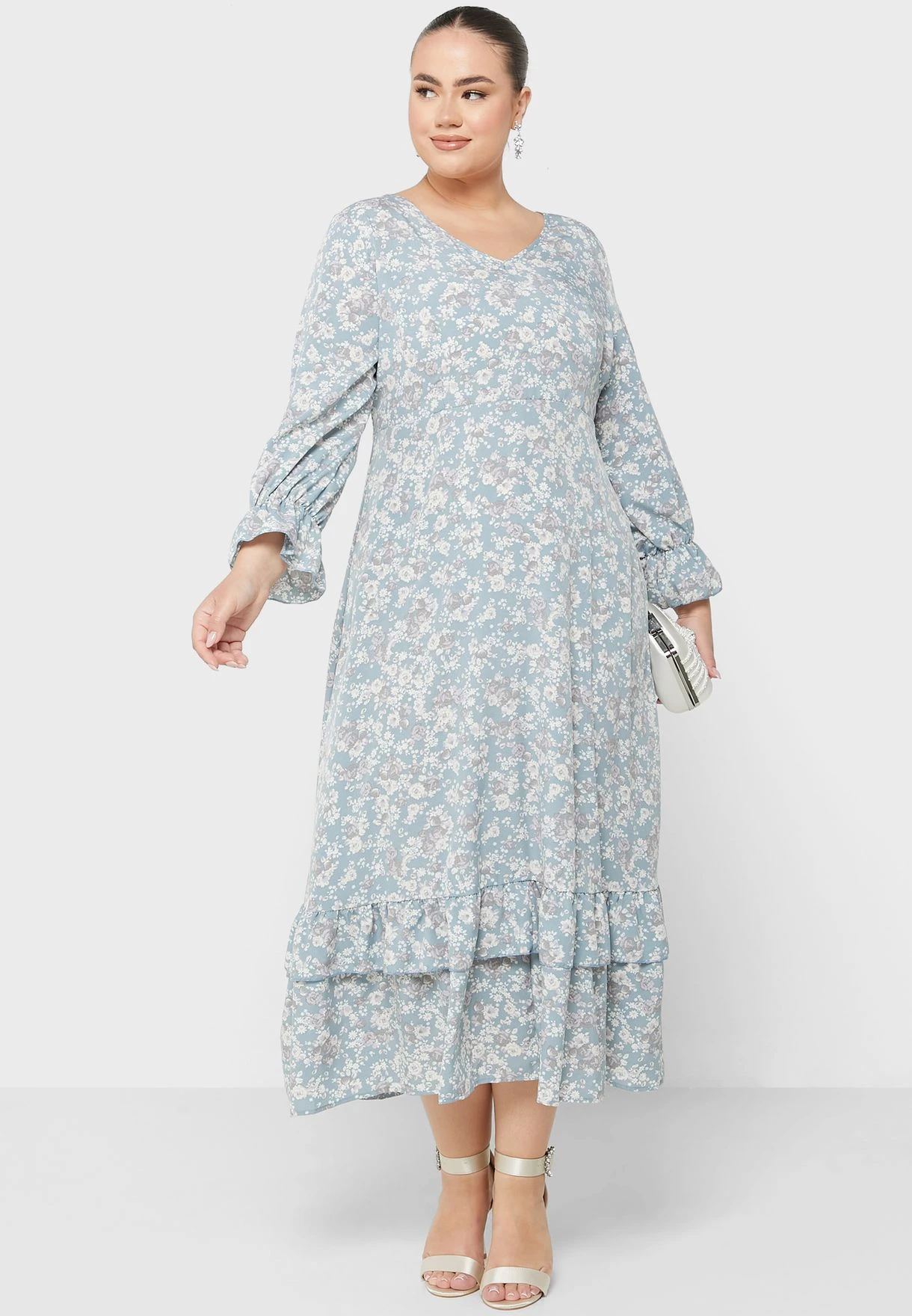 Frill Hem Detail Cuff Sleeve Dress 4 Frill Hem Detail Cuff Sleeve Dress - Image 4