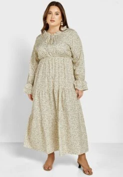 Tie Neck Frill Sleeve Hem Detail Dress -Silk Bloom Dresses Store 4 zoom desktop 1436