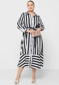 Striped Belted Shirt Dress -Silk Bloom Dresses Store 4 zoom desktop 1442