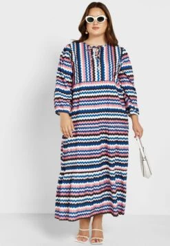 Balloon Sleeve Tie Neck Printed Dress -Silk Bloom Dresses Store 4 zoom desktop 1450