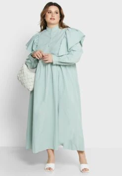 Ruffle Shoulder Panel Dress -Silk Bloom Dresses Store 4 zoom desktop 1452