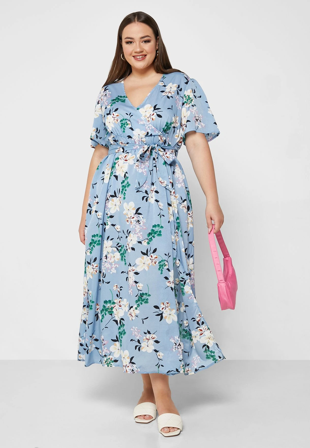 Surplice Neck Belted Side Slit Dress 4 Surplice Neck Belted Side Slit Dress - Image 4