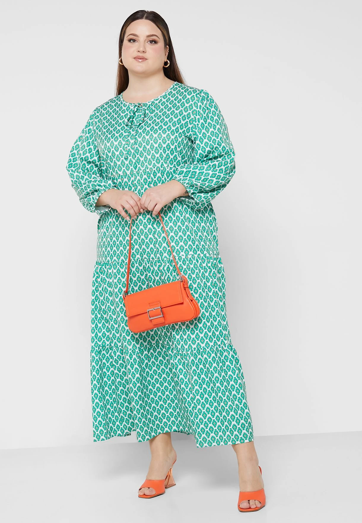 Tie Neck Detail Printed Tiered Dress 4 Tie Neck Detail Printed Tiered Dress - Image 4