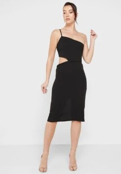 One Shoulder Strappy Cut Out Detail Dress -Silk Bloom Dresses Store 4 zoom desktop 1489