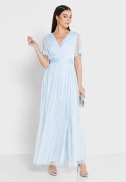 Surplice Neck Plisse Tie Detail Dress -Silk Bloom Dresses Store 4 zoom desktop 1507