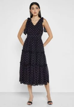 Printed V-Neck Ruffle Detail Dress -Silk Bloom Dresses Store 4 zoom desktop 1513