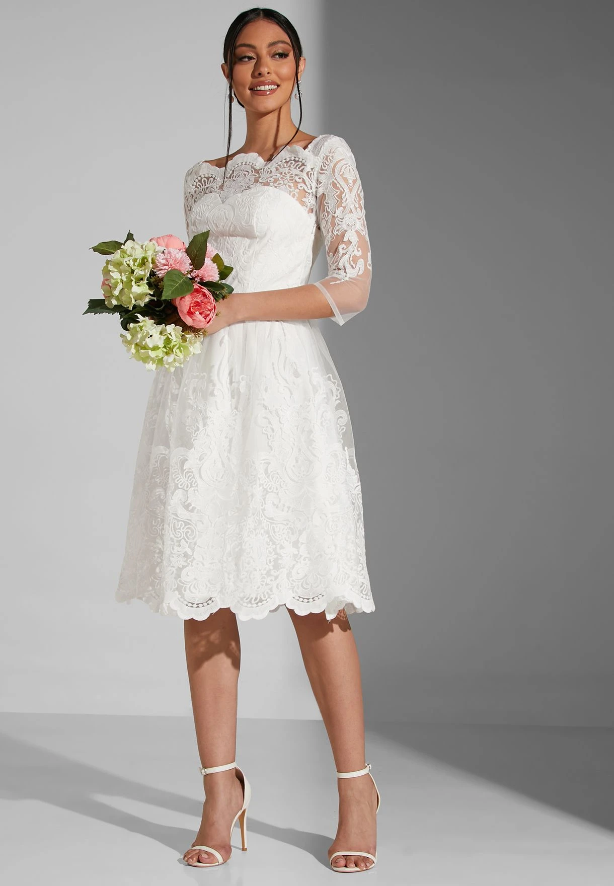 Lace Trim Mesh Sleeve Dress 4 Lace Trim Mesh Sleeve Dress - Image 4