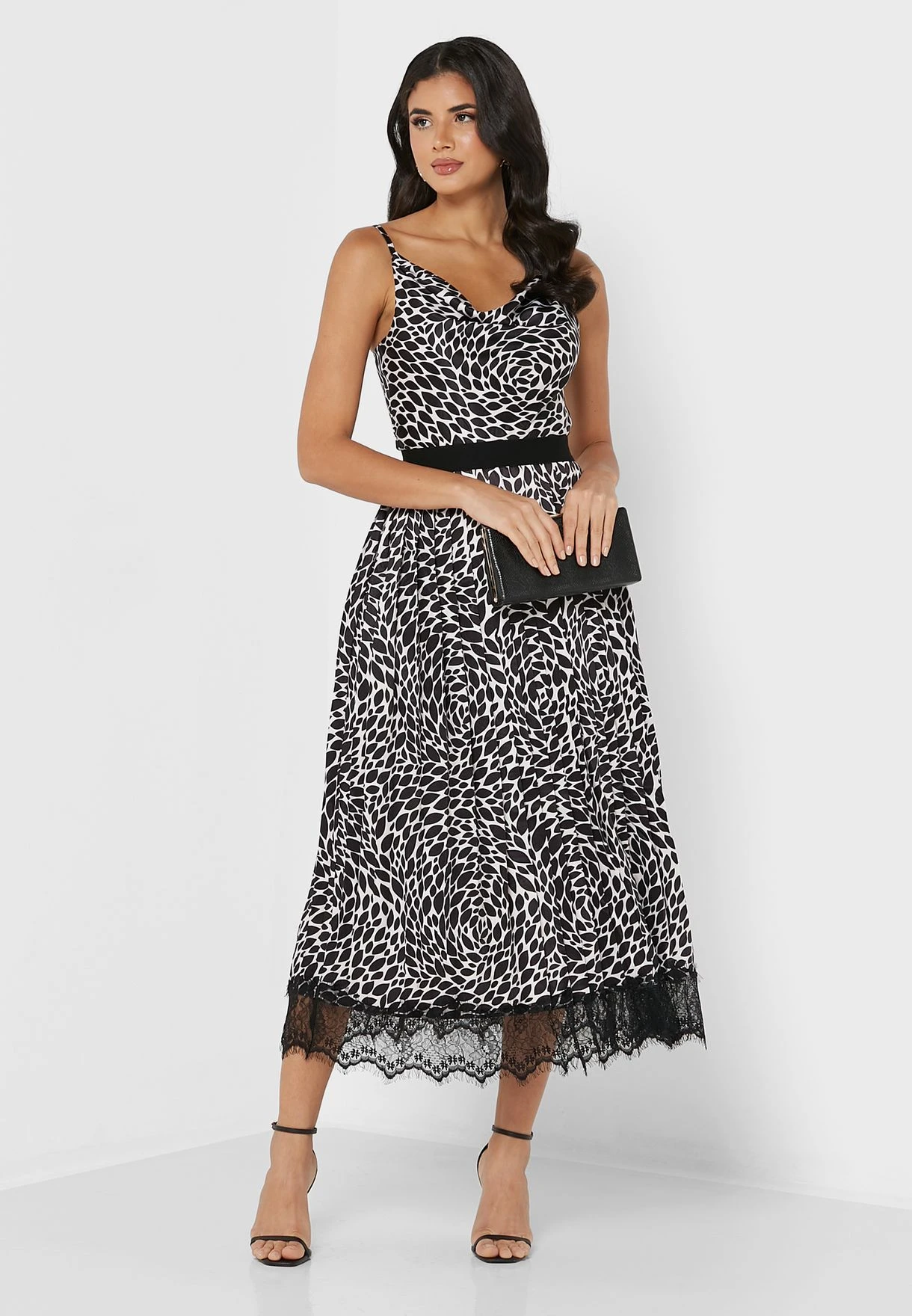 Little Mistress Lace Trim Printed Strappy Dress 4 Little Mistress Lace Trim Printed Strappy Dress - Image 4